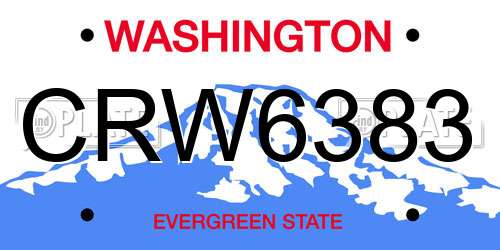 CRW6383 Washington License Plate