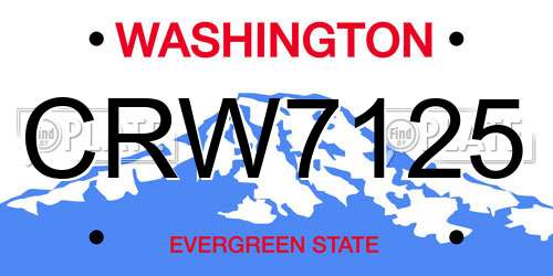 CRW7125 Washington License Plate