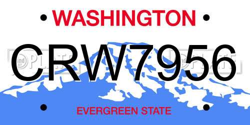 CRW7956 Washington License Plate