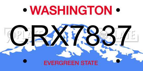 CRX7837 Washington License Plate