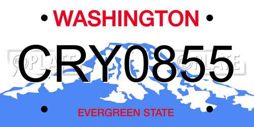 CRY0855 Washington License Plate