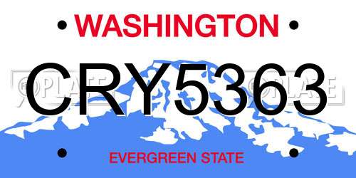 CRY5363 Washington License Plate