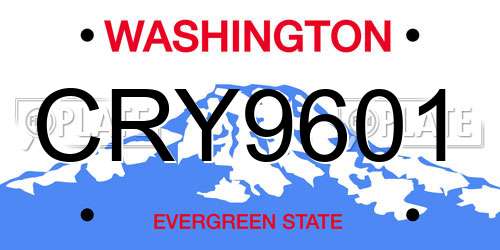 CRY9601 Washington License Plate