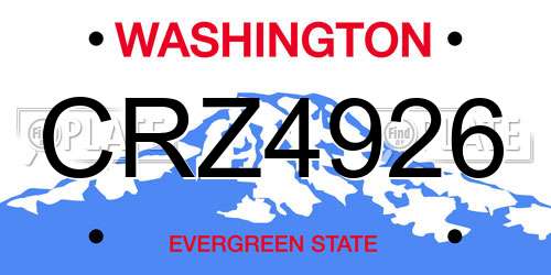 CRZ4926 Washington License Plate