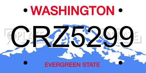 CRZ5299 Washington License Plate