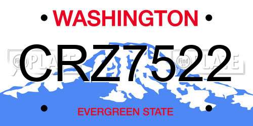 CRZ7522 Washington License Plate