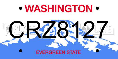 CRZ8127 Washington License Plate
