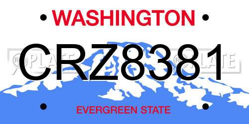 CRZ8381 Washington License Plate