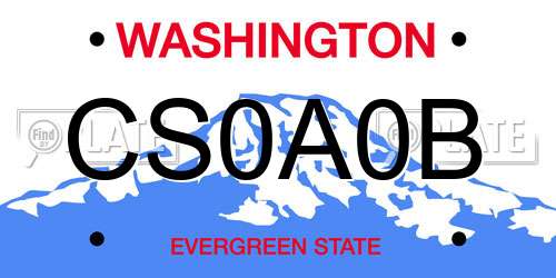 CS0A0B Washington License Plate