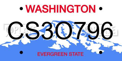 CS3O796 Washington License Plate