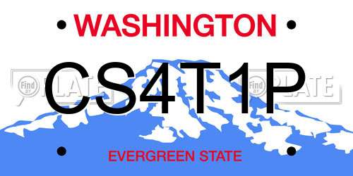 CS4T1P Washington License Plate