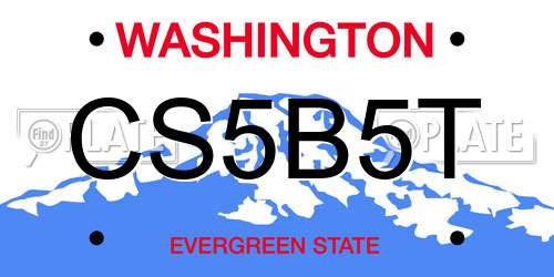 CS5B5T Washington License Plate