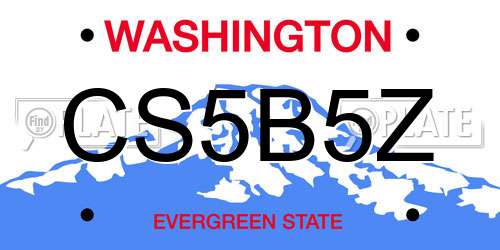 CS5B5Z Washington License Plate