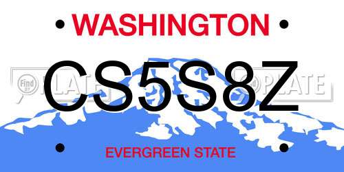 CS5S8Z Washington License Plate