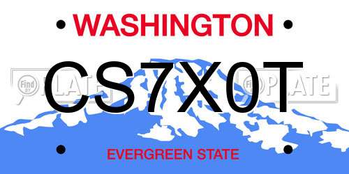 CS7X0T Washington License Plate