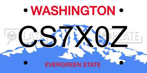 CS7X0Z Washington License Plate