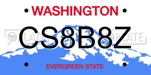 CS8B8Z Washington License Plate