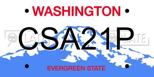 CSA21P Washington License Plate