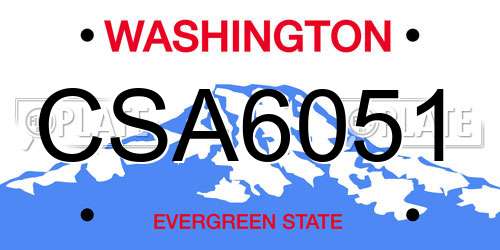 CSA6051 Washington License Plate