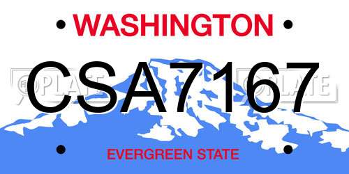 CSA7167 Washington License Plate