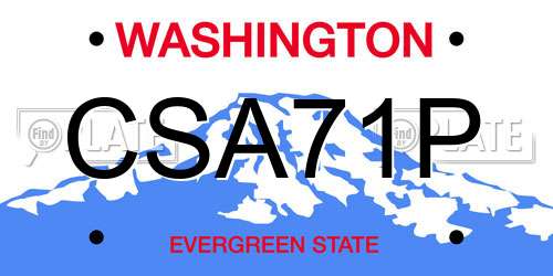CSA71P Washington License Plate