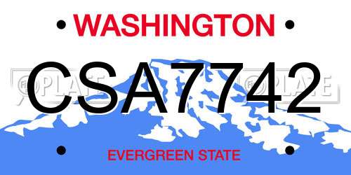 CSA7742 Washington License Plate