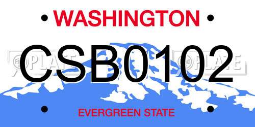 CSB0102 Washington License Plate