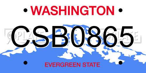 CSB0865 Washington License Plate