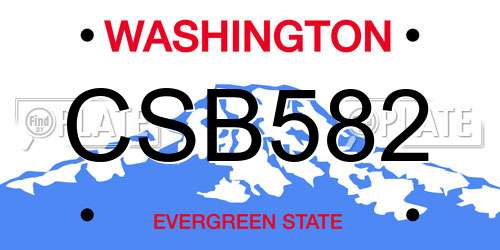 CSB582 Washington License Plate