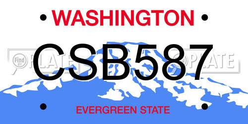 CSB587 Washington License Plate