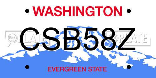 CSB58Z Washington License Plate