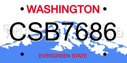 CSB7686 Washington License Plate