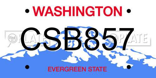 CSB857 Washington License Plate