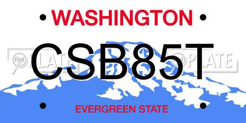 CSB85T Washington License Plate