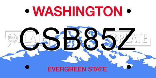 CSB85Z Washington License Plate