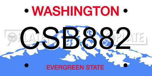 CSB882 Washington License Plate