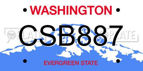 CSB887 Washington License Plate