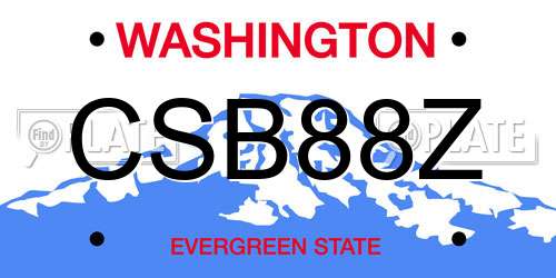 CSB88Z Washington License Plate
