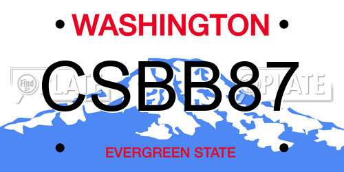 CSBB87 Washington License Plate