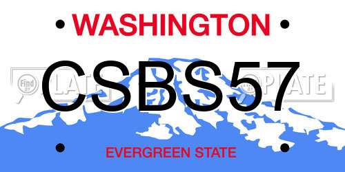 CSBS57 Washington License Plate