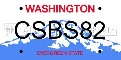 CSBS82 Washington License Plate