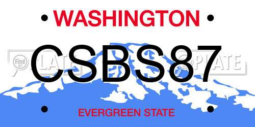 CSBS87 Washington License Plate