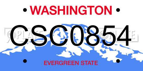 CSC0854 Washington License Plate