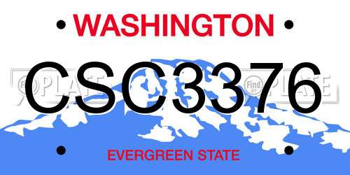 CSC3376 Washington License Plate