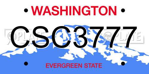 CSC3777 Washington License Plate