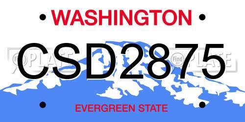 CSD2875 Washington License Plate