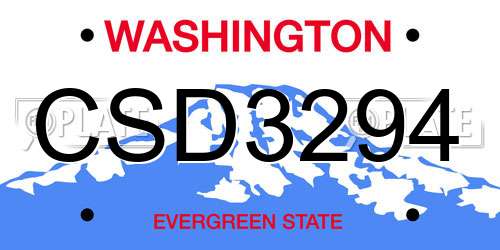 CSD3294 Washington License Plate