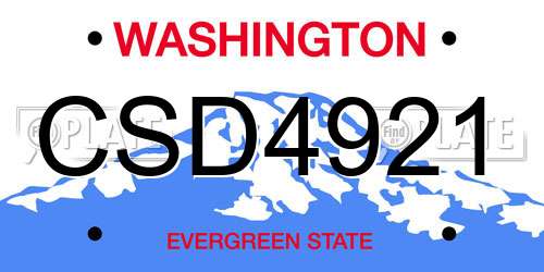 CSD4921 Washington License Plate