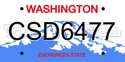CSD6477 Washington License Plate