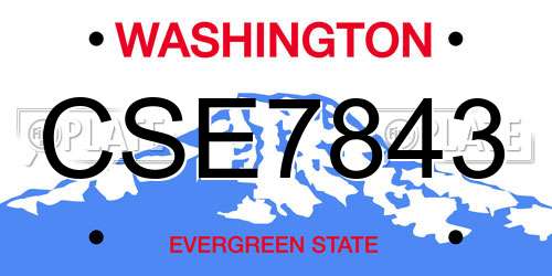 CSE7843 Washington License Plate
